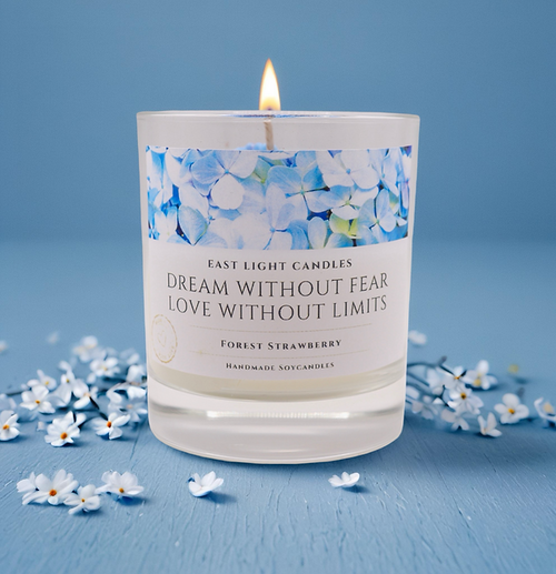 Dream without fear Kerze | Dekokerze | Handgemachte Duftkerze Sojawachs | Vegane Kerze personalisiert | Geschenkidee für Kerzenfans