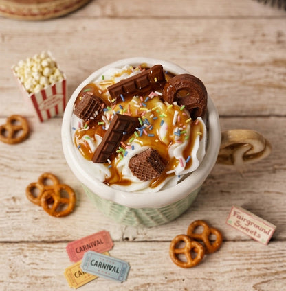 Fairground Sweets Kerze in Tasse | Dessert Candle | Geschenkidee | Handmade Soy Candle | Süße Dekokerze