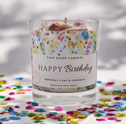 Happy Birthday Kerze | Geburtstag Geschenk | Handgemachte Duftkerze Sojawachs | Vegane Kerze personalisiert | Geschenkidee für Kerzenfans