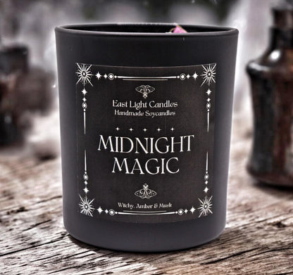 Midnight Magic Kerze | Witchy Kerze Handgemacht | Duftkerze Sojawachs | Spirituelle Vegane Kerze personalisierbar | Geschenkidee