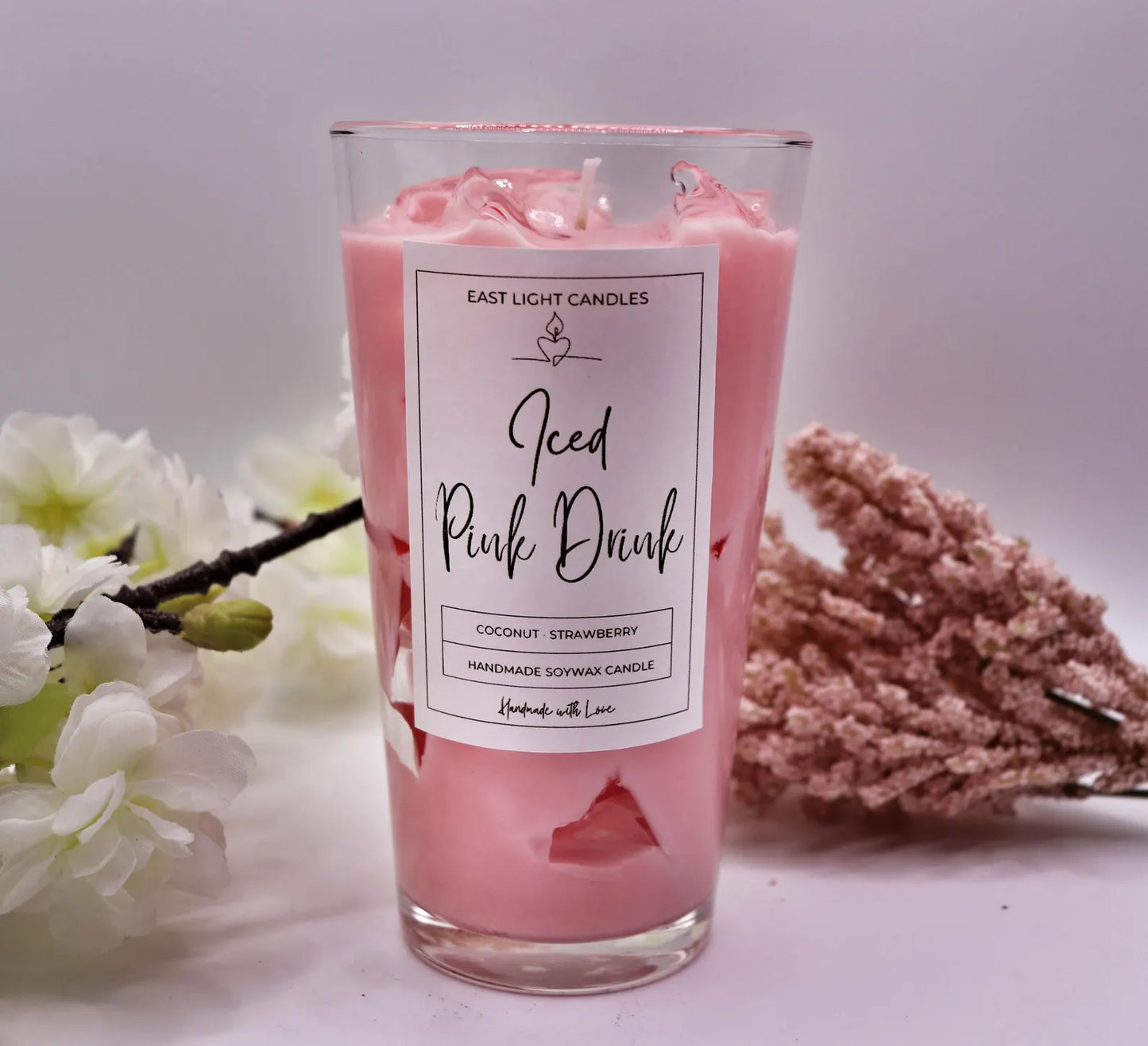 Iced Pink Drink | Foodcandle Handgemacht | Duftkerze Sojawachs | Natürliche Kerze personalisierbar | Geschenkidee für Kerzenfans