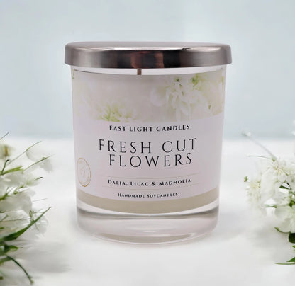 Fresh Cut Flowers Kerze | Buchkerze Handgemachte | Duftkerze Sojawachs | Vegane Kerze personalisiert | Geschenkidee für Kerzenfans