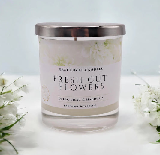 Fresh Cut Flowers Kerze | Buchkerze Handgemachte | Duftkerze Sojawachs | Vegane Kerze personalisiert | Geschenkidee für Kerzenfans