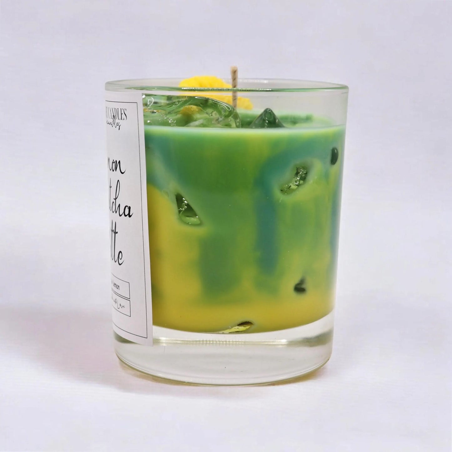 Lemon Matcha Latte Kerze | Foodcandle Handgemacht | Duftkerze Sojawachs | Gel Kerze personalisierbar | Geschenkidee für Kerzenfans