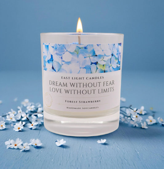 Dream without fear Kerze | Dekokerze | Handgemachte Duftkerze Sojawachs | Vegane Kerze personalisiert | Geschenkidee für Kerzenfans