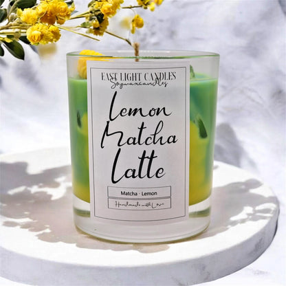 Lemon Matcha Latte Kerze | Foodcandle Handgemacht | Duftkerze Sojawachs | Gel Kerze personalisierbar | Geschenkidee für Kerzenfans