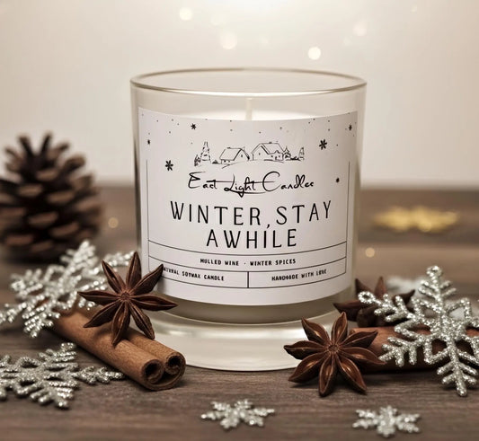 Winter stay awhile Kerze | Limitiert Winter Weihnachten| Handgemachte Duftkerze Sojawachs | Vegane Kerze | Geschenkidee für Kerzen Fans