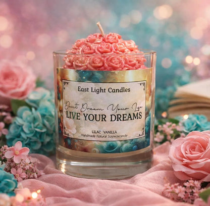 Flieder Vanilla Duftkerze | Rosenbouquet Kerze mit Spruch (Kopie)